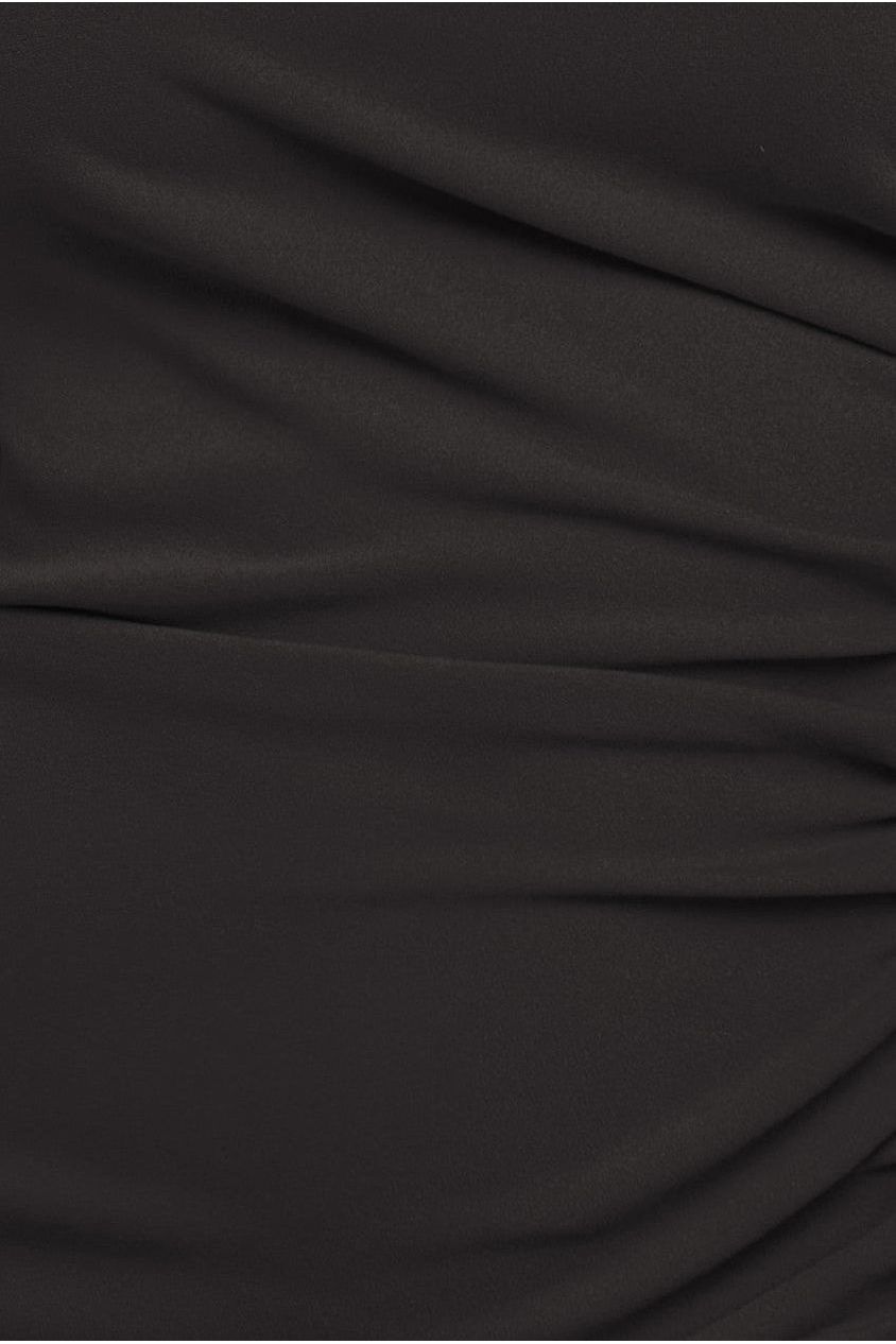 One Shoulder Satin Band Bodycon Midi Dress - Black DR3483