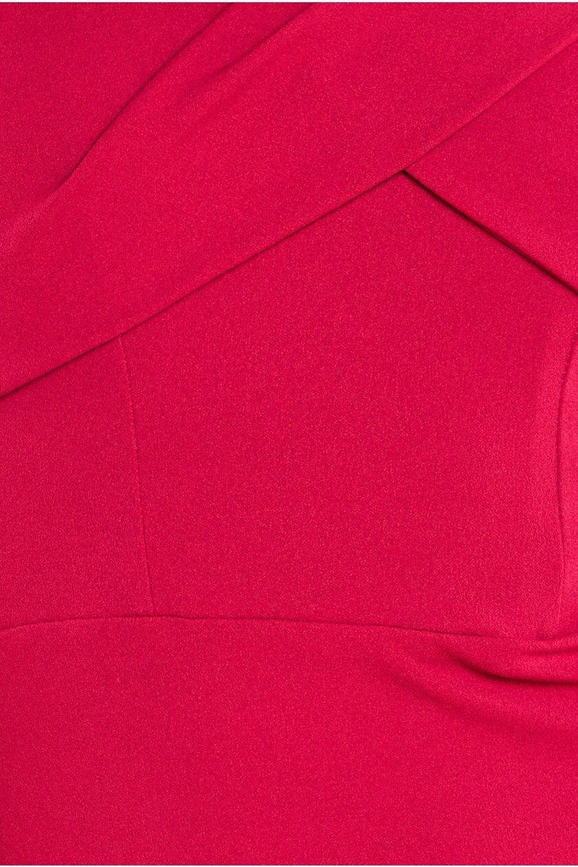 Pleated Bardot Scuba Maxi Dress - Wine DR3648