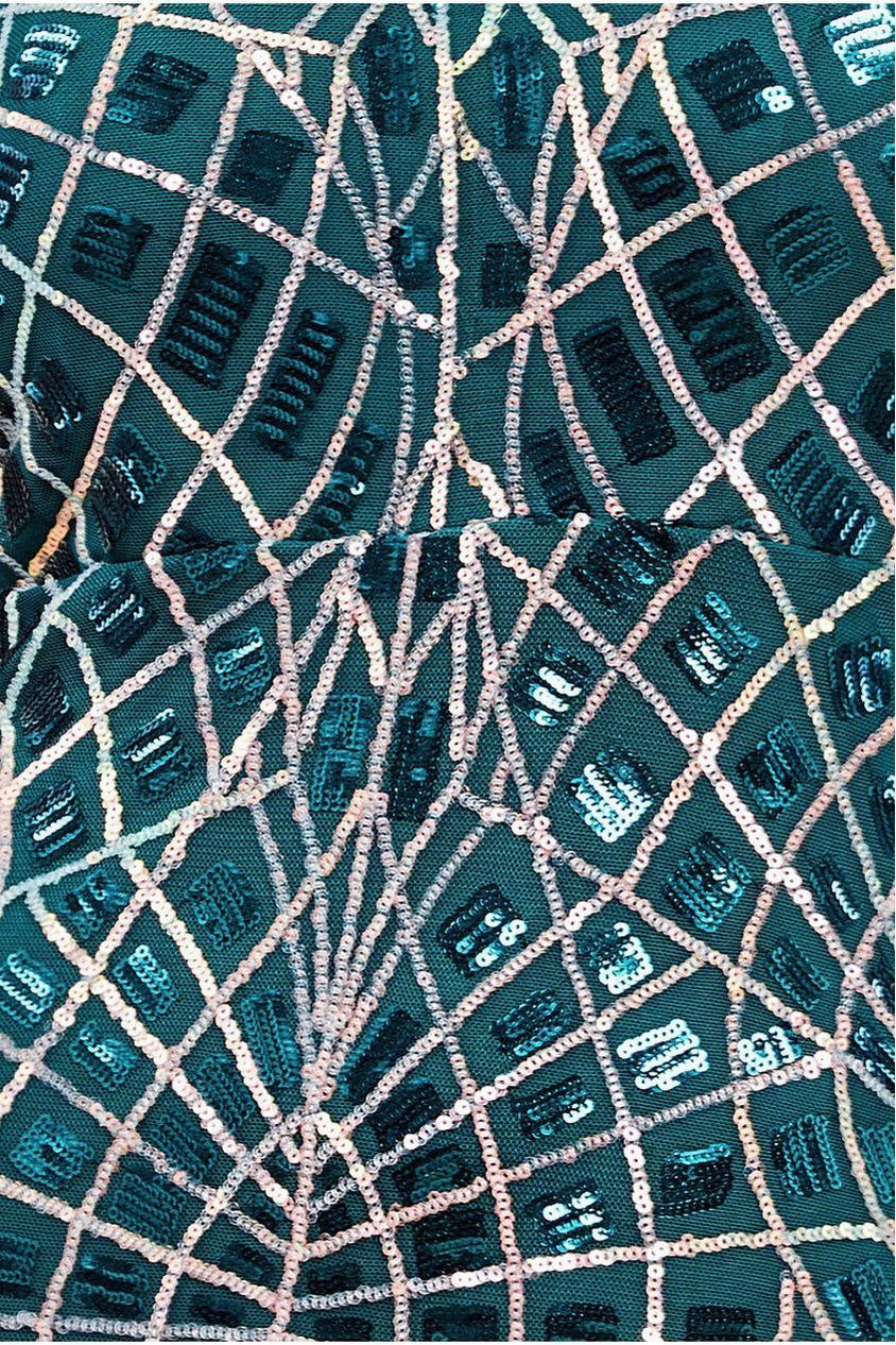Geo Sequin Long Sleeve Maxi Dress - Emerald DR3495