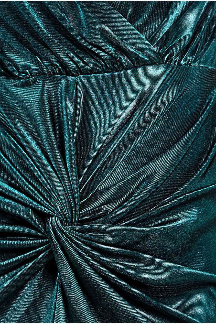Satin Wrap Knotted Midi Dress - Emerald Green DR3637