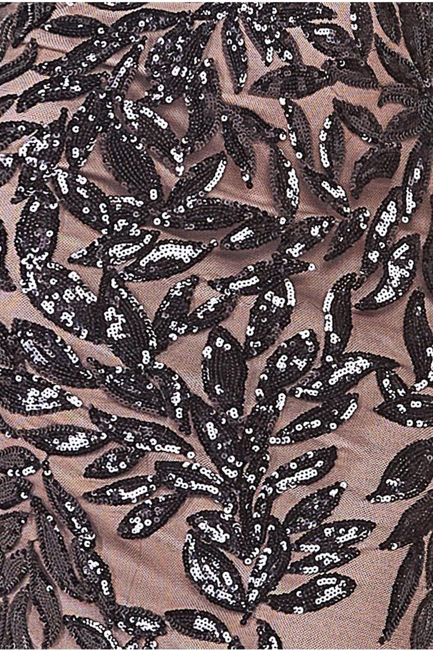 Cross Back Diamante Strap Sequin Maxi - Black DR4009