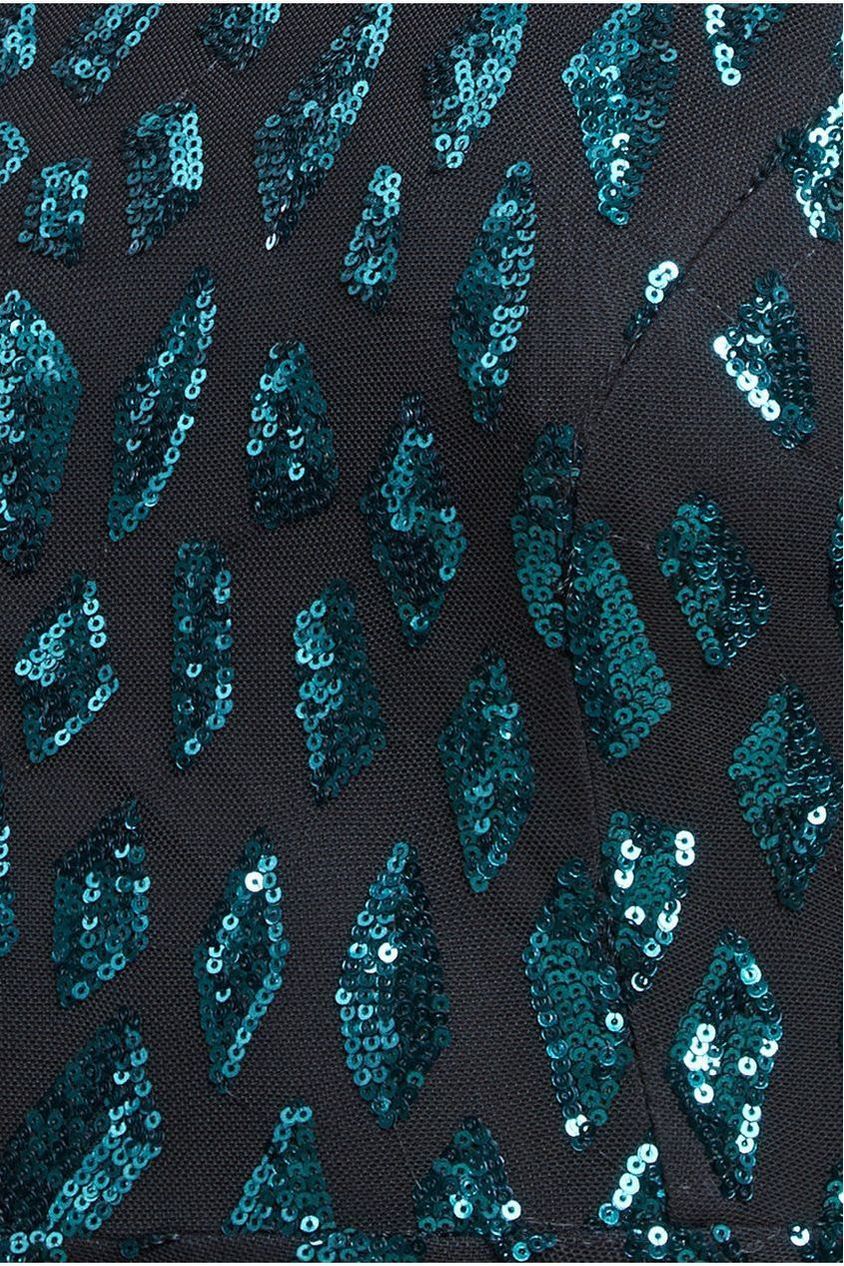 Ombre Sequin Halter Maxi Thigh Split - Emerald Green DR3498