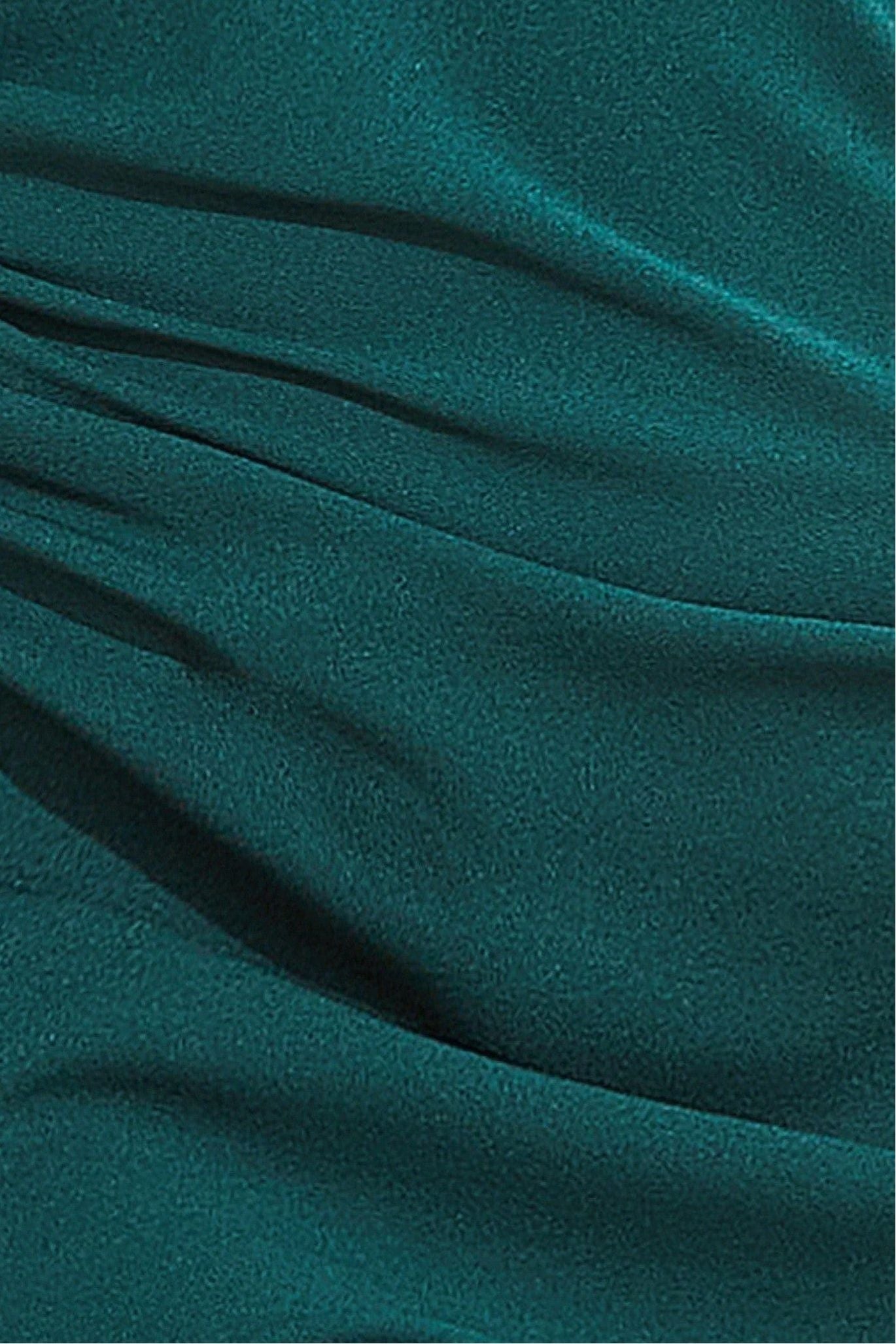 One Shoulder Front Split Scuba Maxi - Emerald Green DR3518