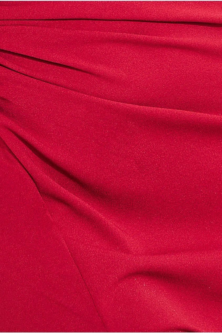 One Shoulder Front Split Scuba Maxi - Wine DR3518