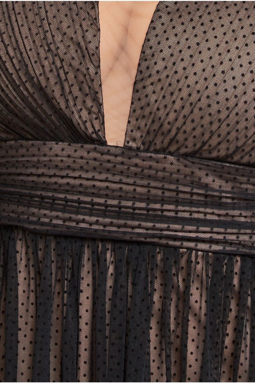 Corsage Dobby Mesh A-Line Maxi Dress - Black DR4414PLUS