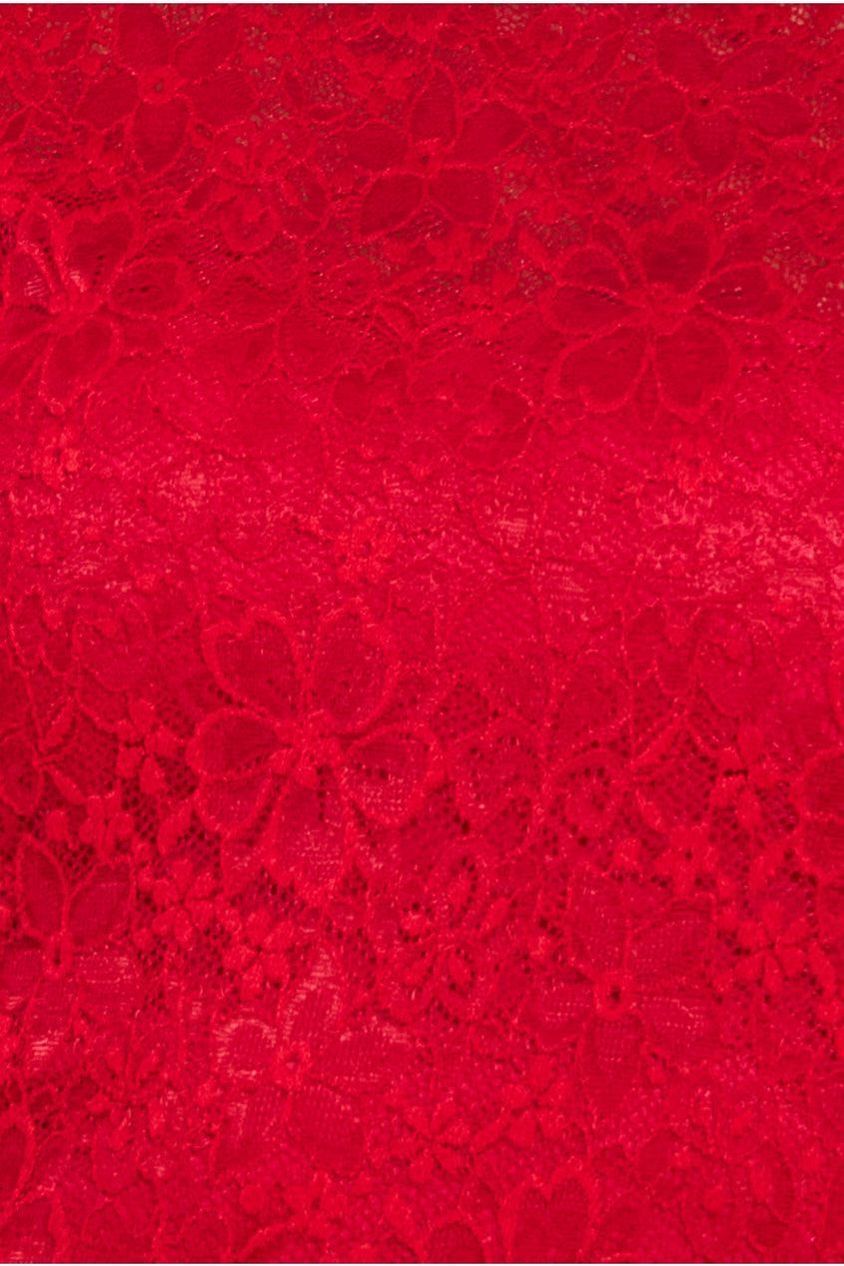 Flutter Sleeve Lace A-Line Maxi Dress - Red DR4361