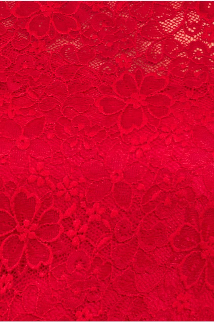 Flutter Sleeve Lace A-Line Midi Dress - Red DR4498