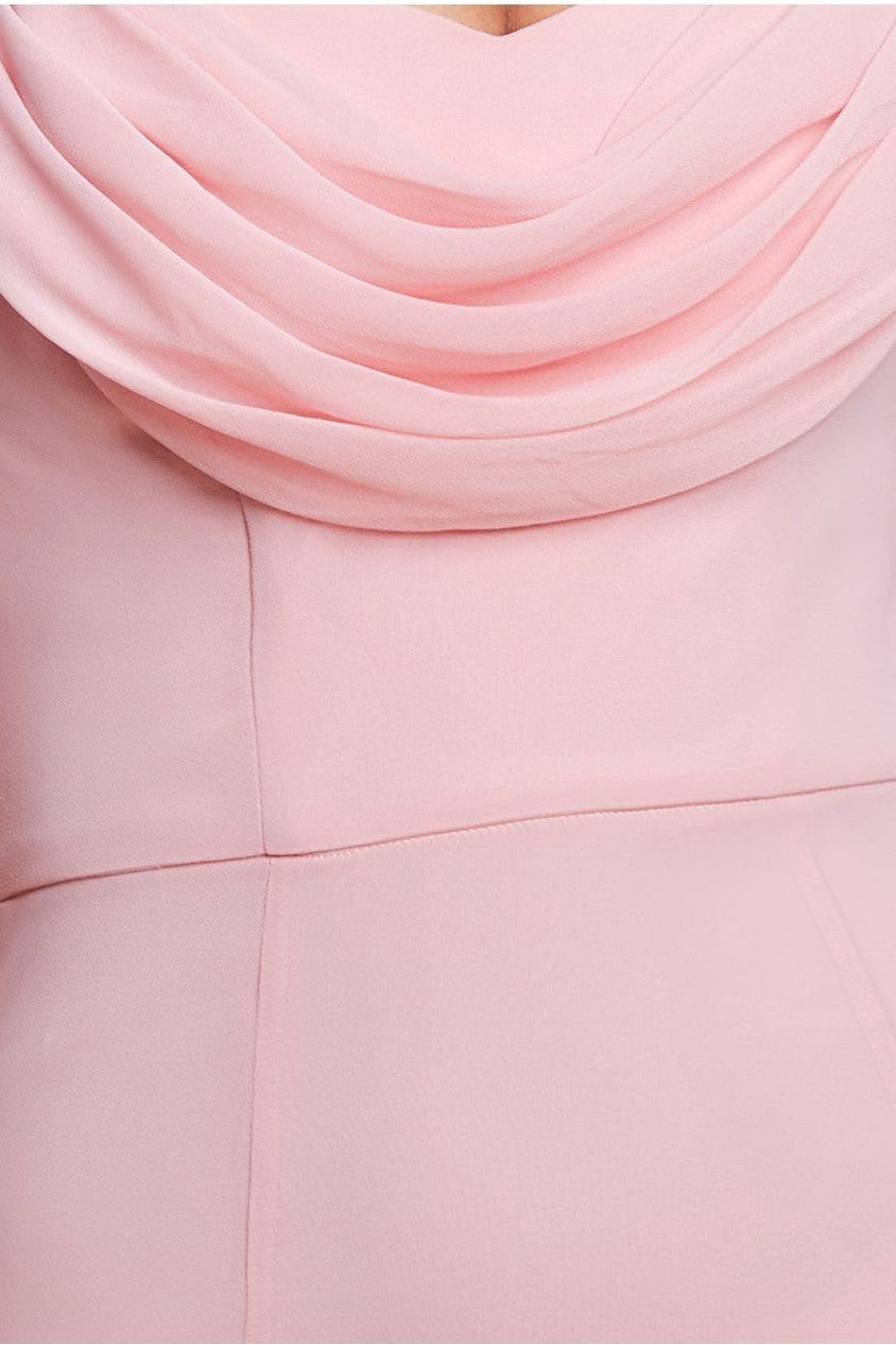 Chiffon Bardot Cowl Neck Maxi Dress - Blush DR2781A