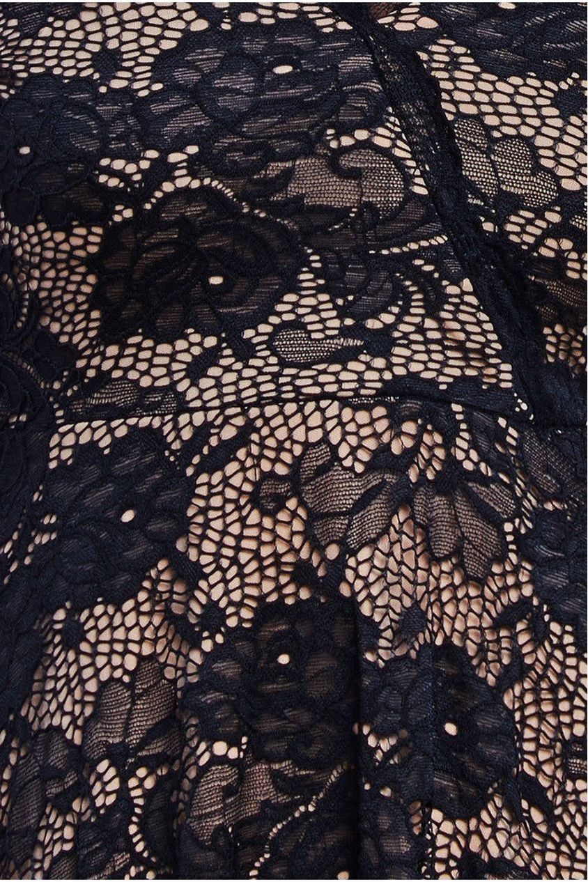 Scalloped Lace A-line Midi Dress - Black DR4478