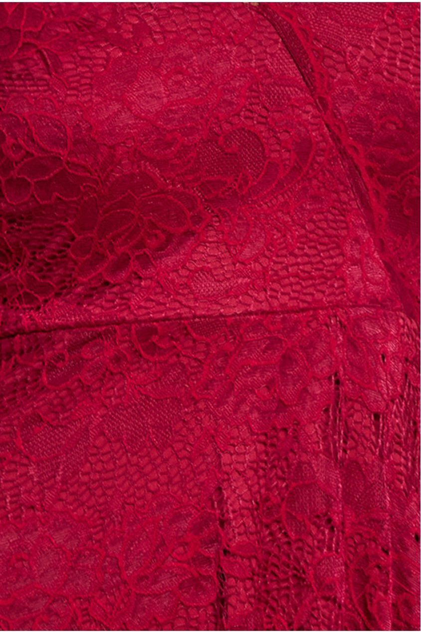 Scalloped Lace A-line Midi Dress - Wine DR4478