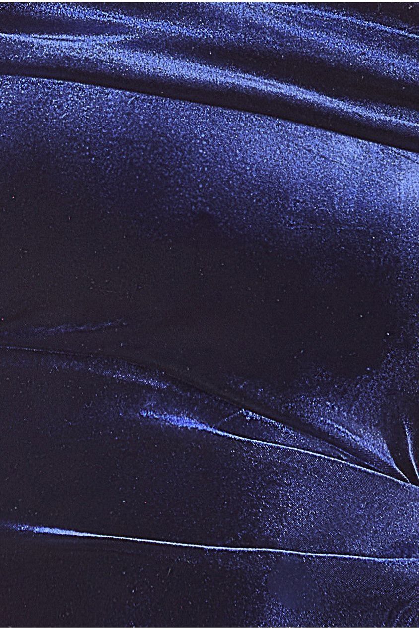 Velvet Bardot Maxi Dress With Split - Navy DR4076