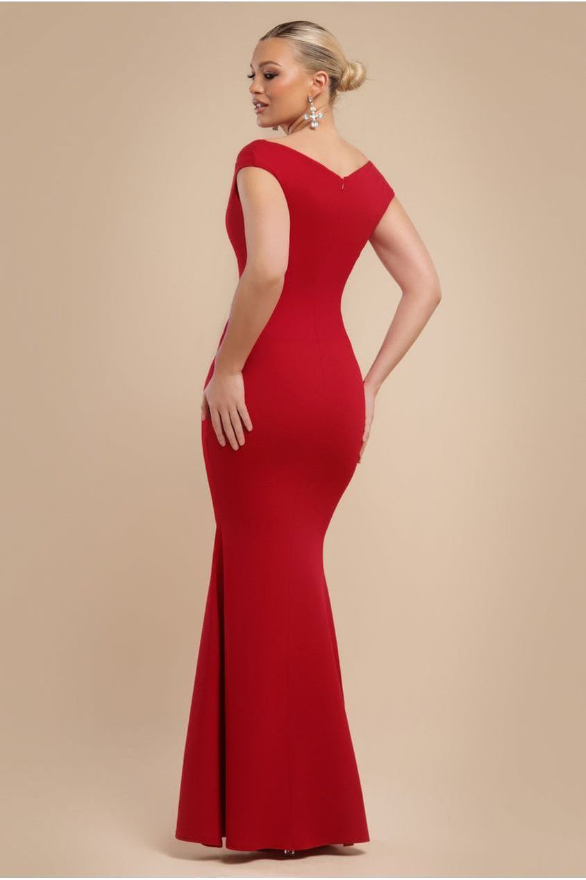 Bardot Pleated Maxi Dress - Red DR1092