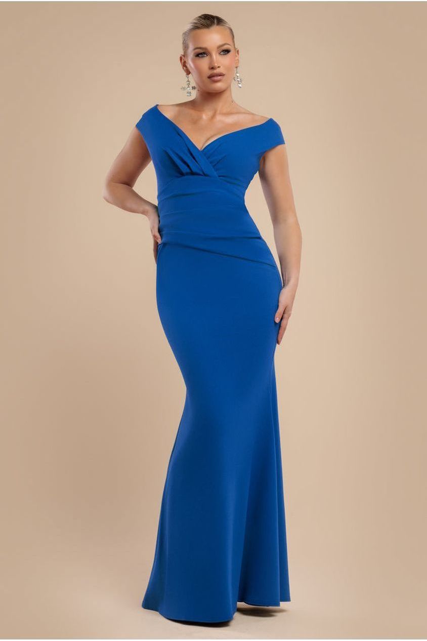 Bardot Pleated Maxi Dress - Royal Blue DR1092