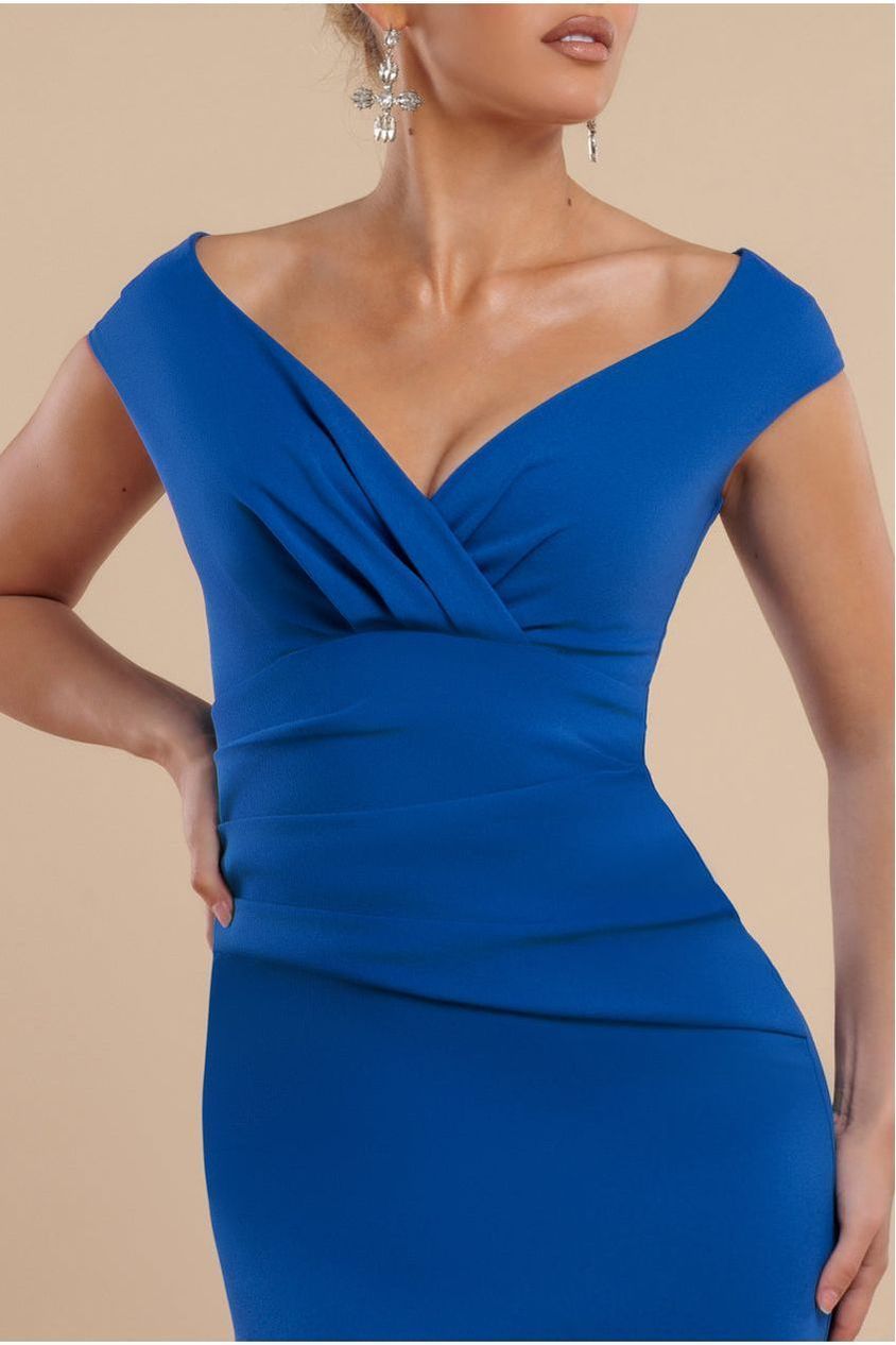 Bardot Pleated Maxi Dress - Royal Blue DR1092