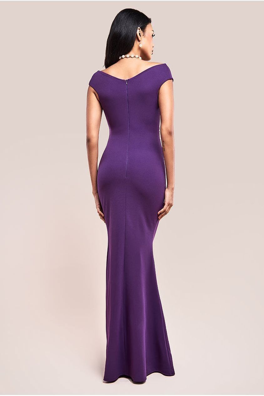 Bardot Pleated Maxi Dress - Purple DR1092