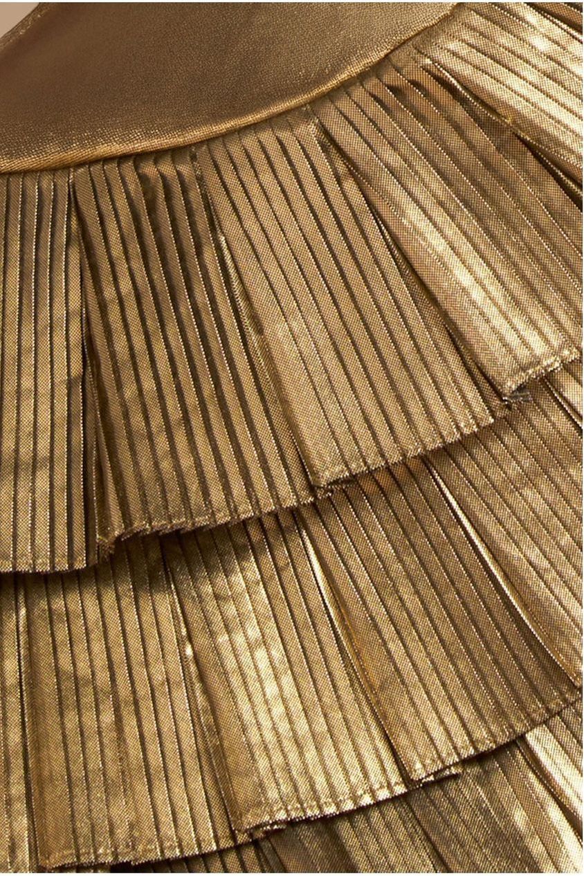 Fan Pleated Boobtube Scuba Crepe Mini - Gold DR4100