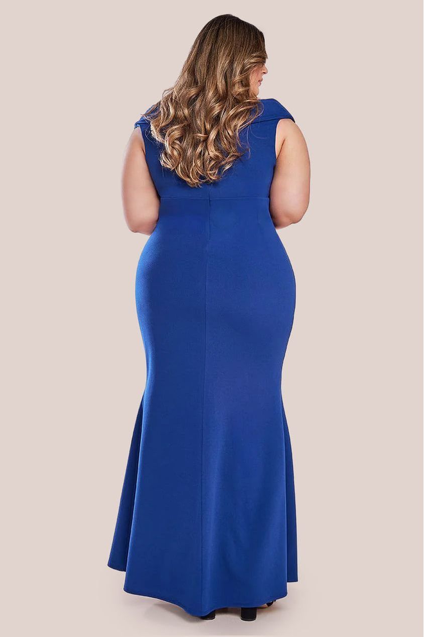 Front Wrap Off The Shoulder Maxi Dress - Royalblue DR2290P