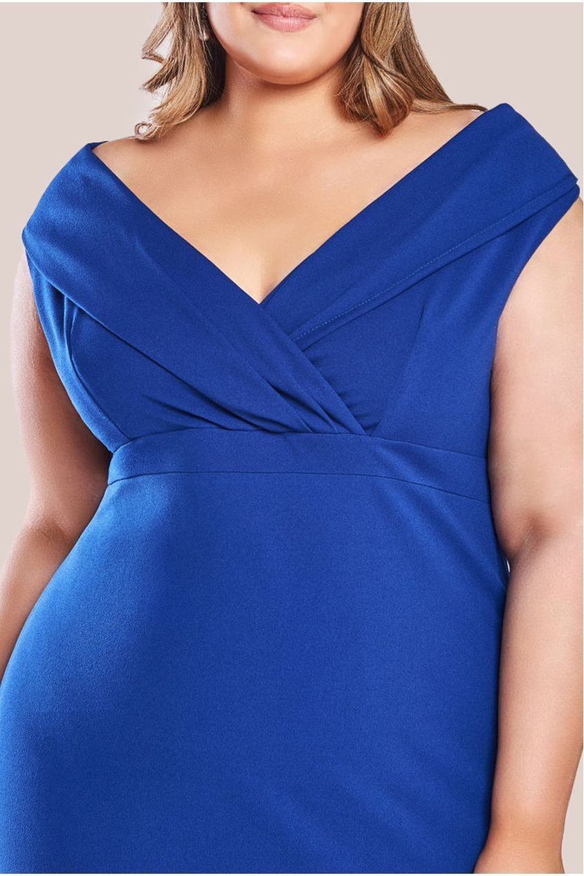 Front Wrap Off The Shoulder Maxi Dress - Royalblue DR2290P