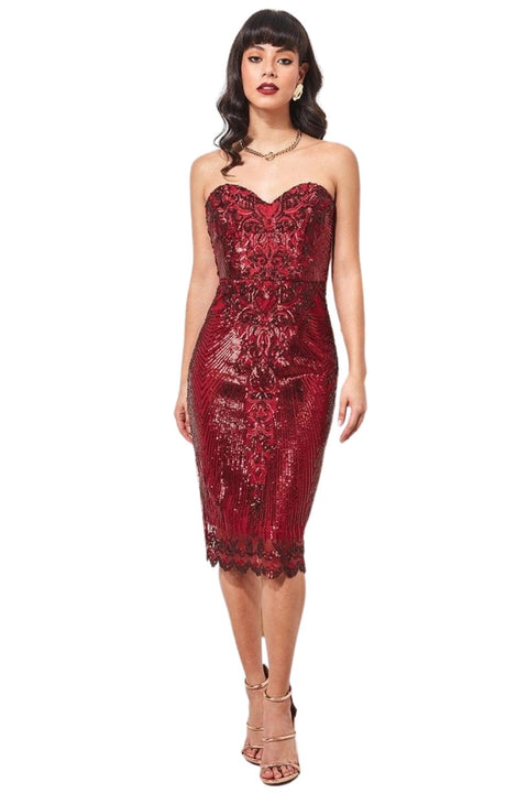 Goddiva Stephanie Prat Sequin And Chiffon Maxi - Blackgold