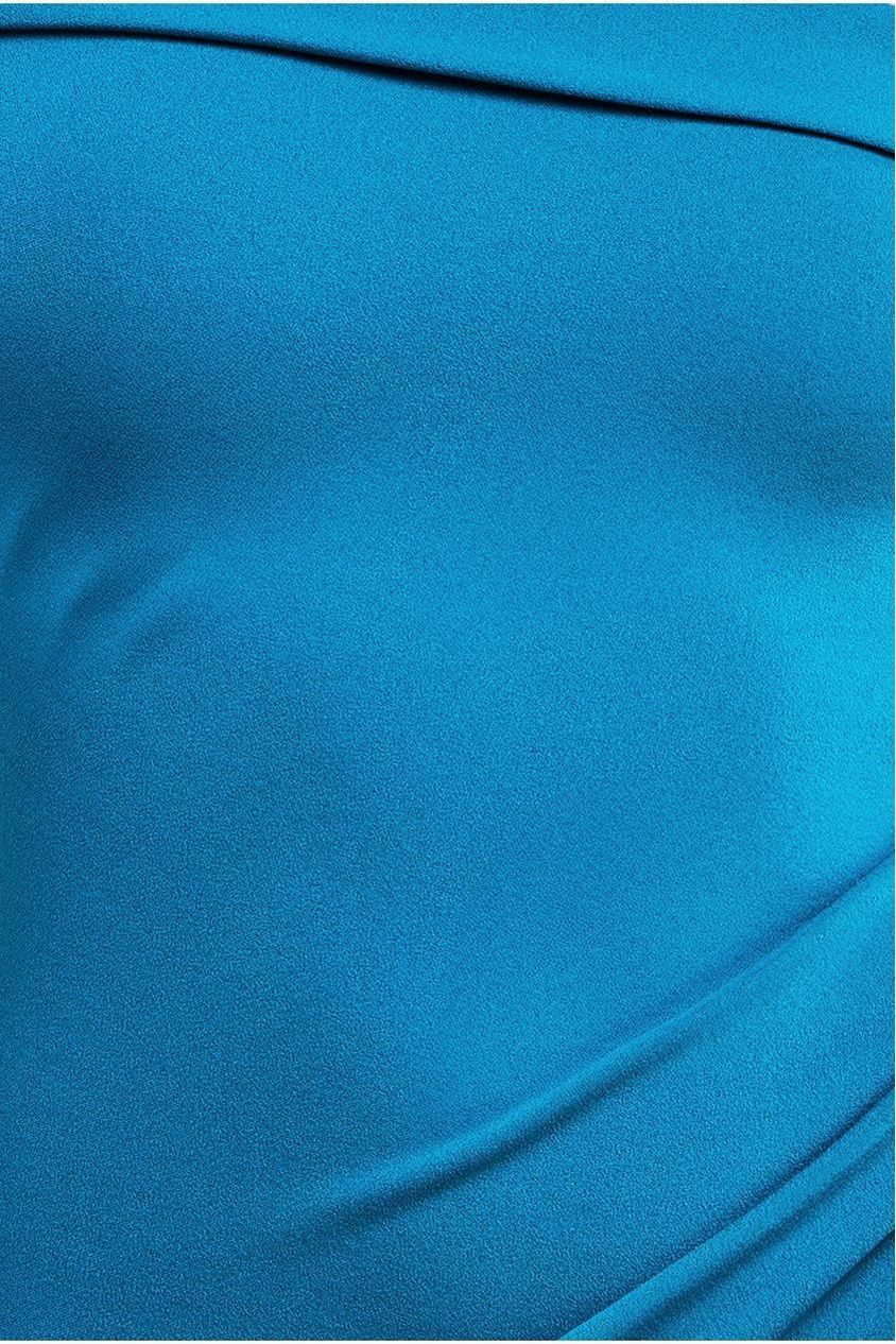 Off The Shoulder Pleated Waist Maxi Dress - Teal Blue DR2594G