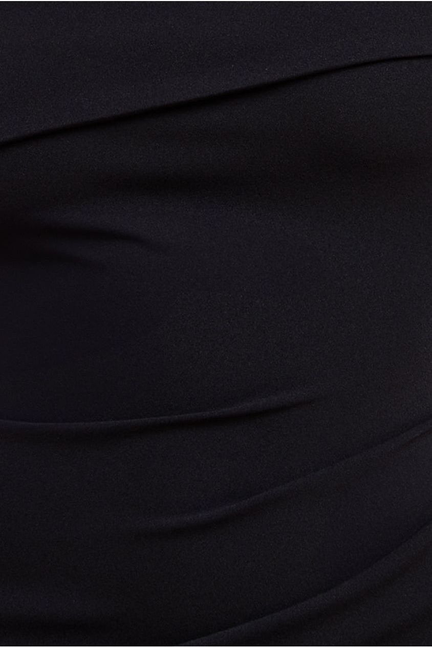 Off The Shoulder Pleated Waist Maxi Dress - Black DR2594G