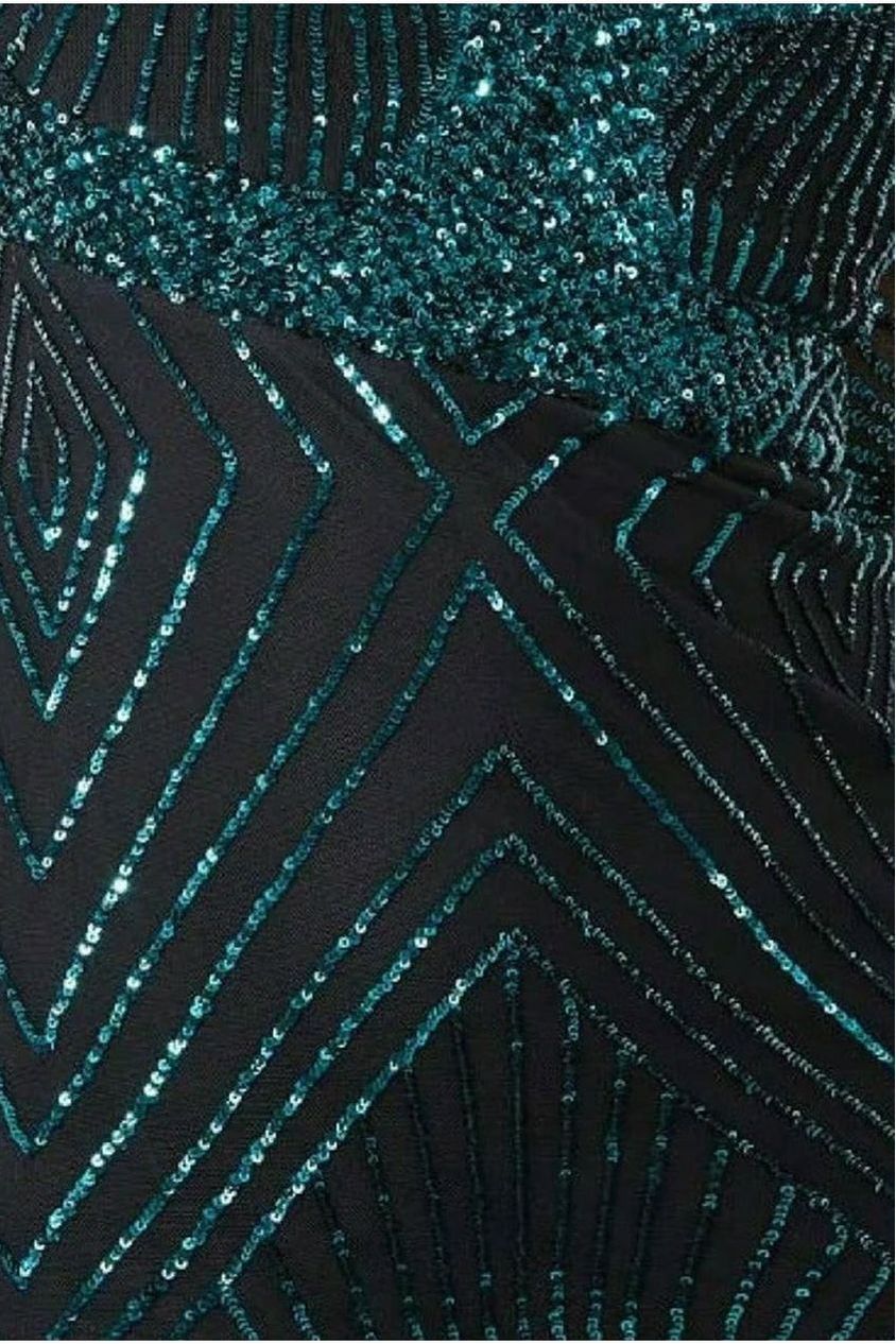 Scalloped Hem Starburst Midi Dress - Emerald DR2617