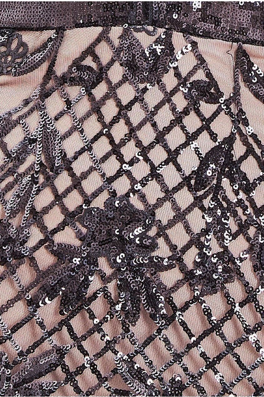 Modesty Sequin Evening Maxi Dress - Black DR3196MOD