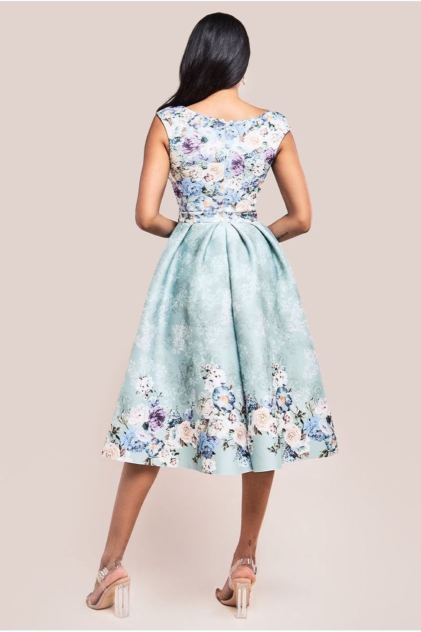 Sweetheart Floral Midi Dress - Sage Green DR3207