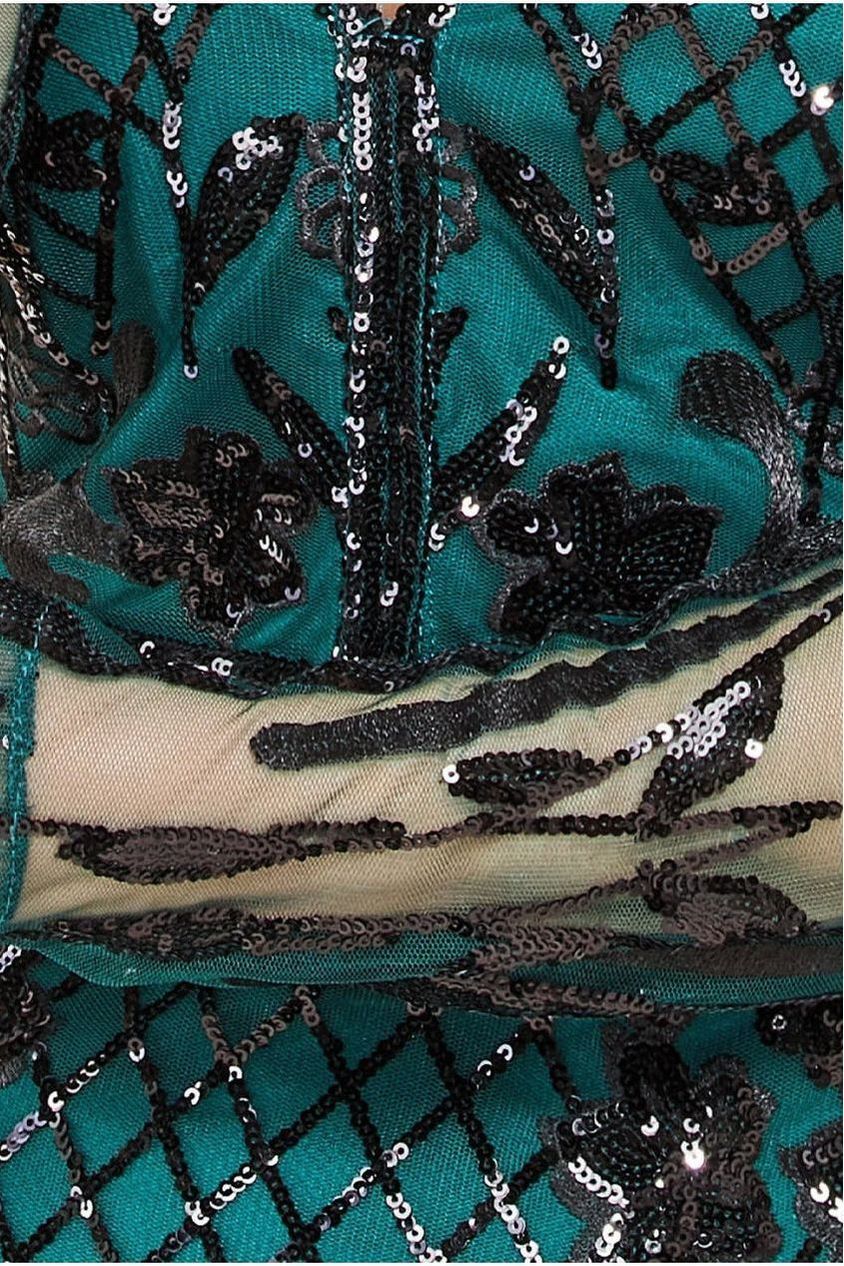 Full Sleeve Sequin Midi Dress - Emerald Green DR3269