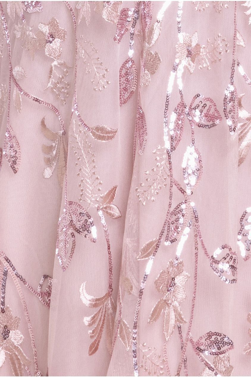 Flared Sleeve Embroidered Maxi Dress - Blush Pink DR3279A