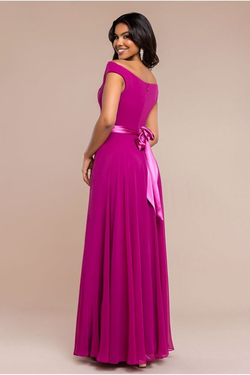 Cowl Neck Chiffon Maxi Dress - Magenta DR3335A