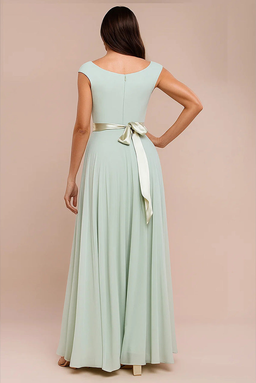 Cowl Neck Chiffon Maxi Dress - Sage Green DR3335M