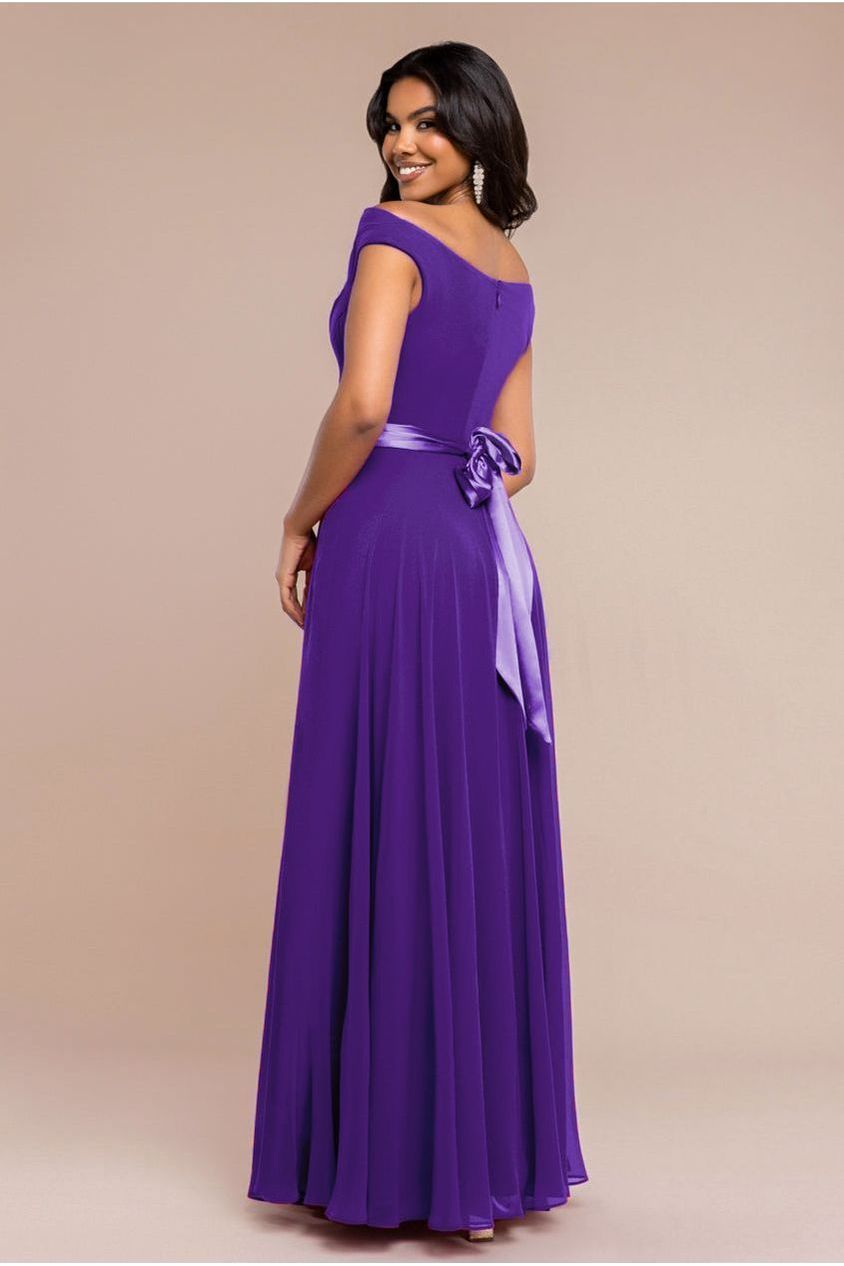 Cowl Neck Chiffon Maxi Dress - Purple DR3335A