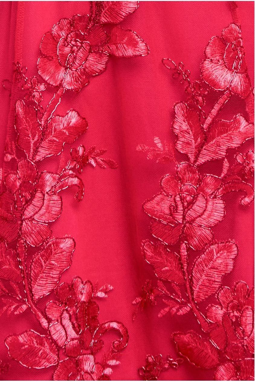 Halter Neck Lace High And Low Dress - Magenta DR3346QZ