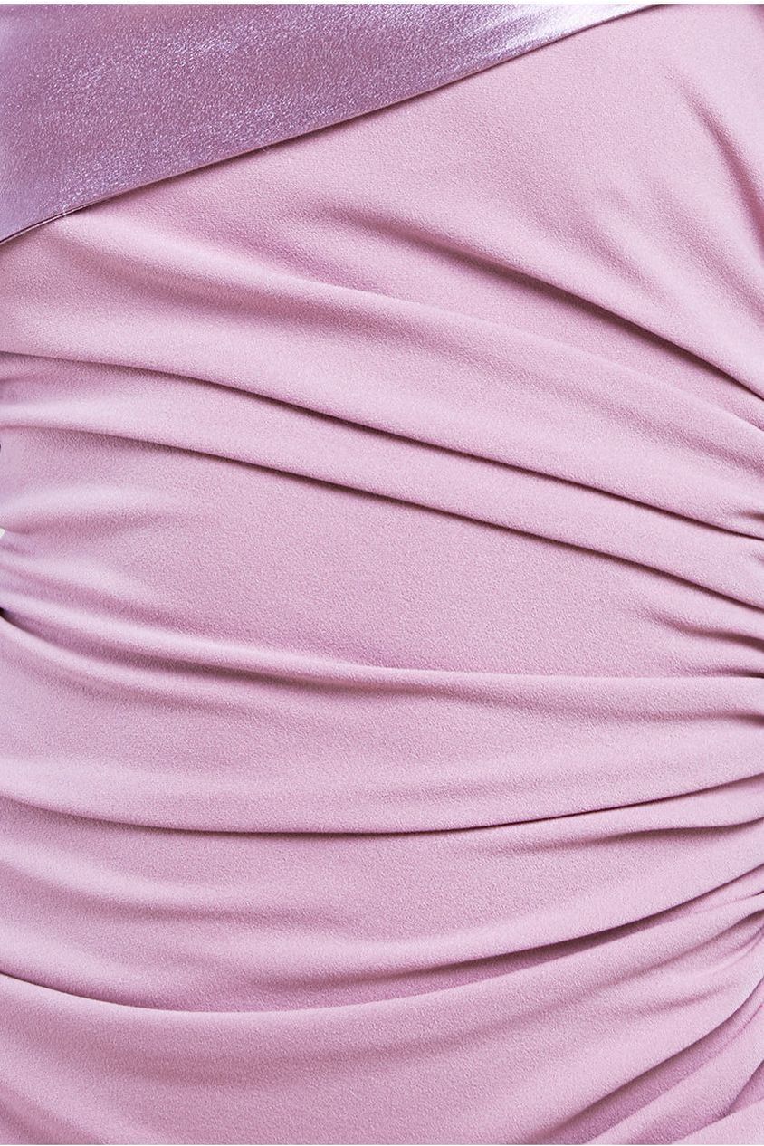 One Shoulder Satin Band Maxi Dress - Rose Pink DR3454