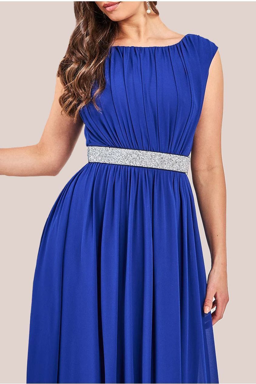 Chiffon Maxi With Embellished Belt - Royal Blue DR3472