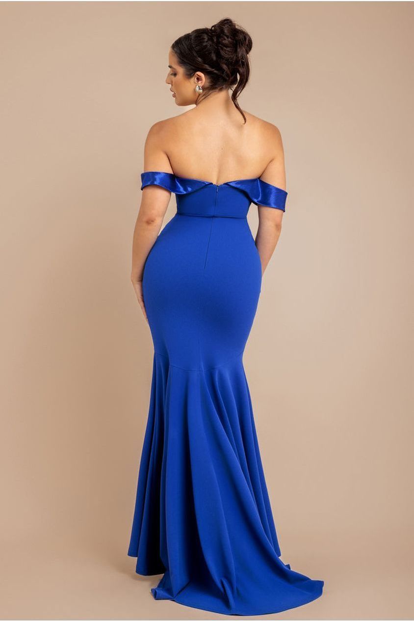 Satin Band Bandeau Maxi Dress - Royal Blue DR3477