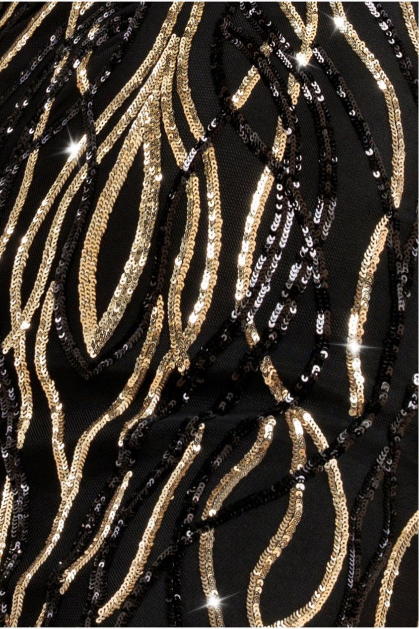 Long Sleeve Sequin Flame Maxi - Gold DR3486