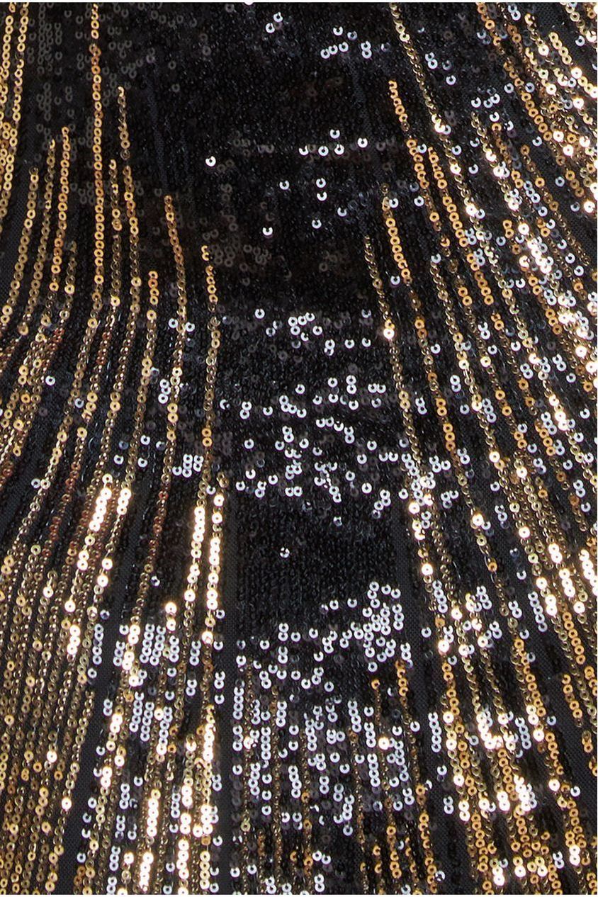 Long Sleeve Aztec Sequin Maxi Dress - Gold DR3490PLUS