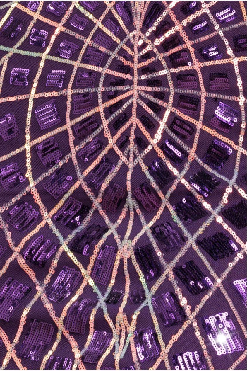 Geo Sequin Long Sleeve Maxi Dress - Purple DR3495