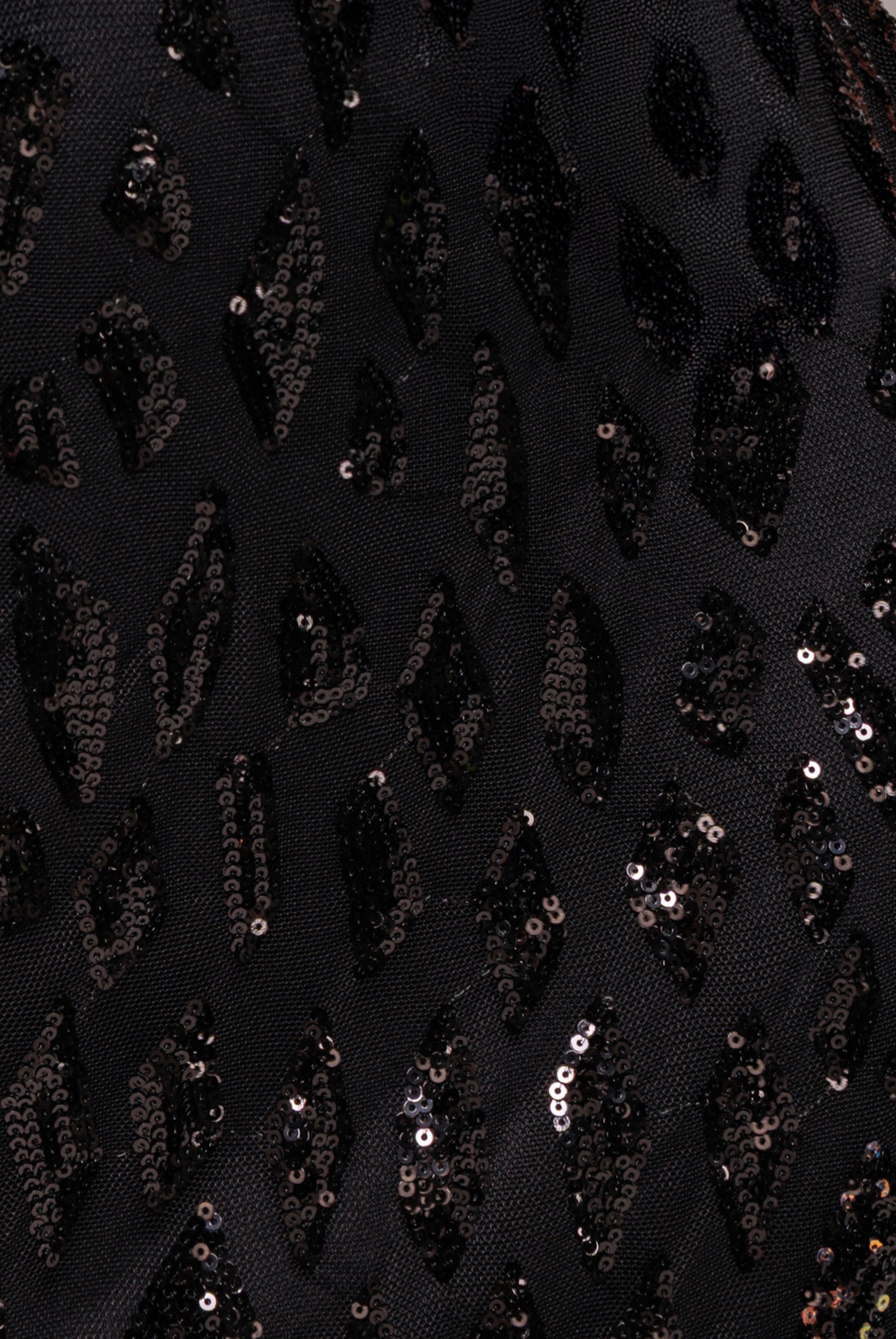 Ombre Sequin Halter Maxi With Thigh Split - Black DR3498