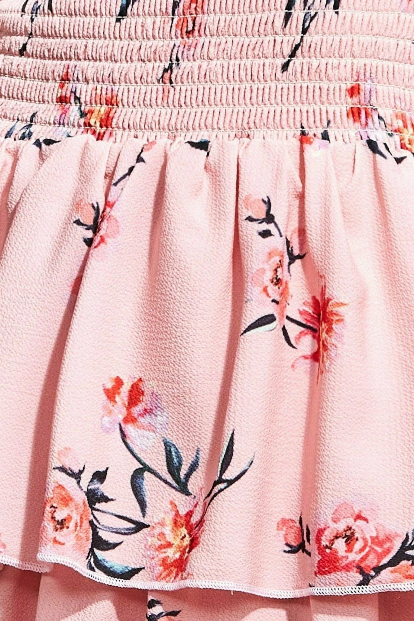 Layered Dipped Hem Floral Maxi - Peach DR3506