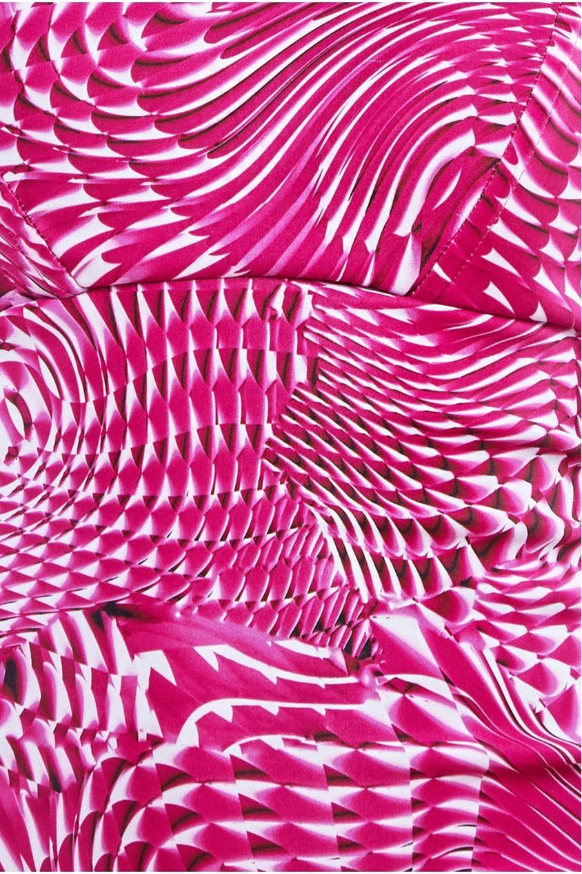 Abstract Bandeau Bodycon Midi Dress - Cerise DR3545