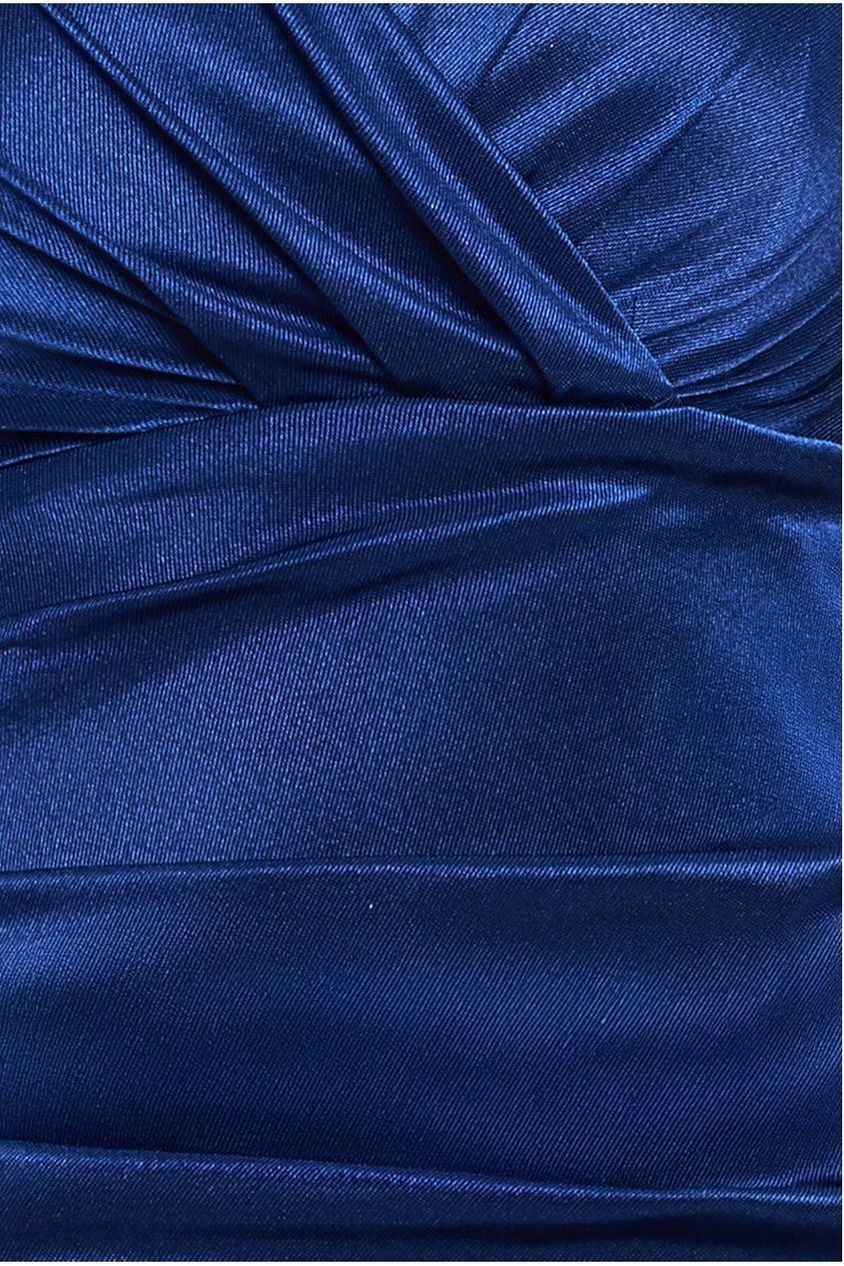 Satin Off The Shoulder Maxi Dress - Navy Blue DR3580