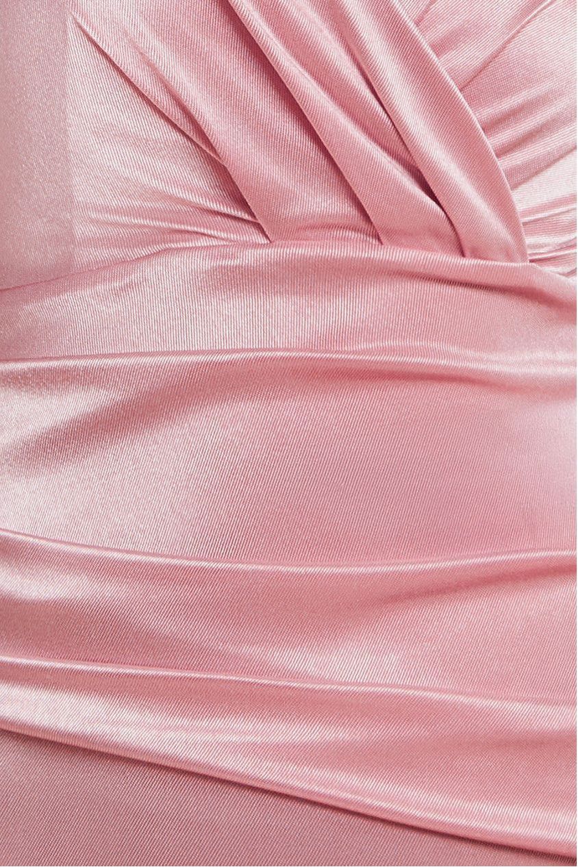 Satin Off The Shoulder Maxi Dress - Pink DR3580