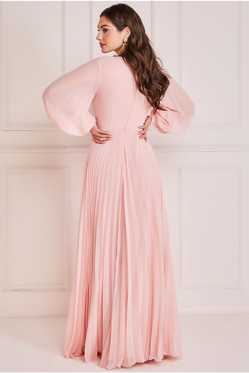 Pleated Skirt Chiffon Maxi - Blush DR3593