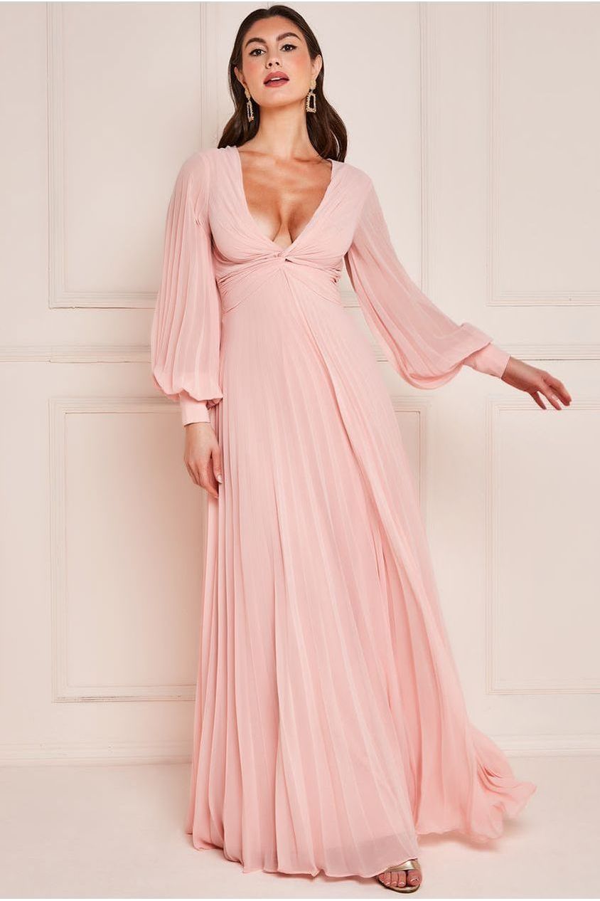 Pleated Skirt Chiffon Maxi - Blush DR3593