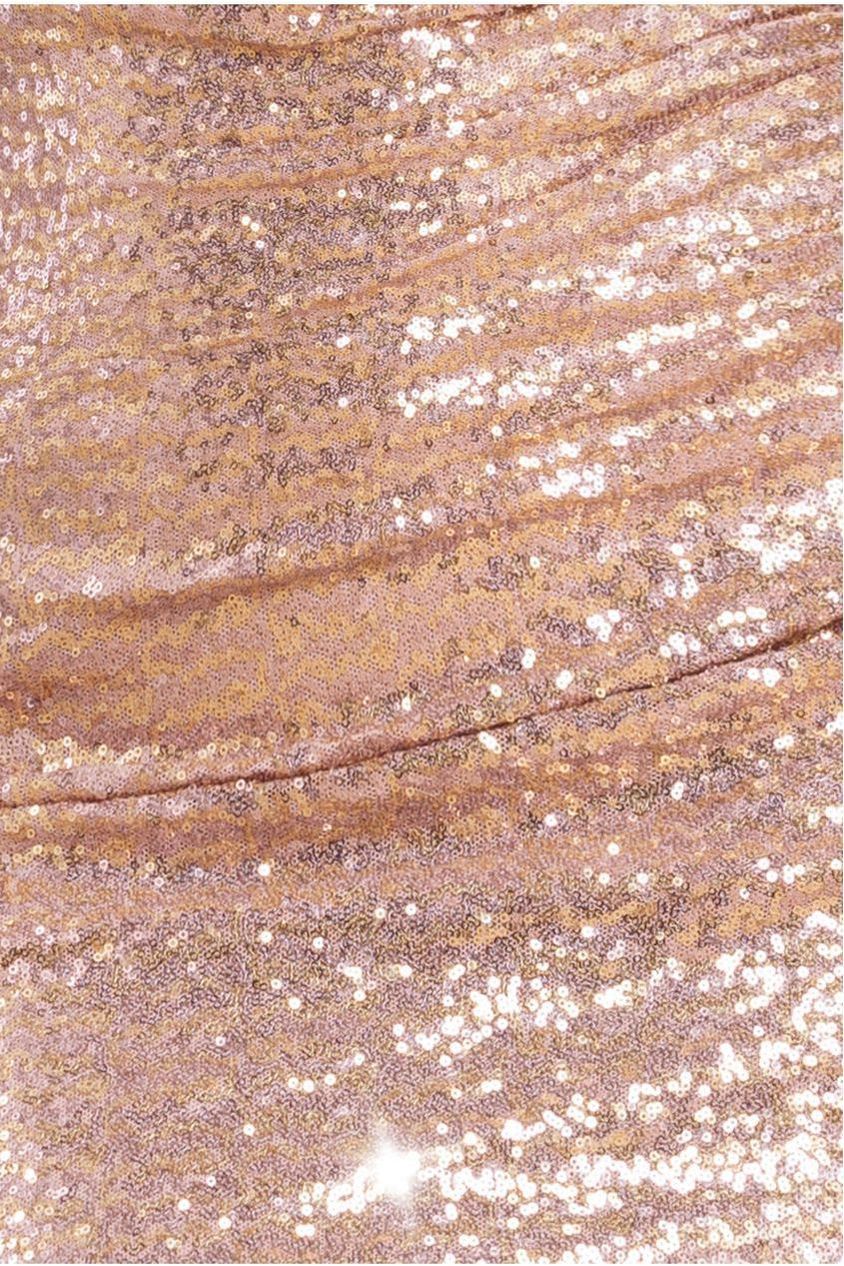 Off The Shoulder Sequin Wing Maxi Dress - Champagne DR3616