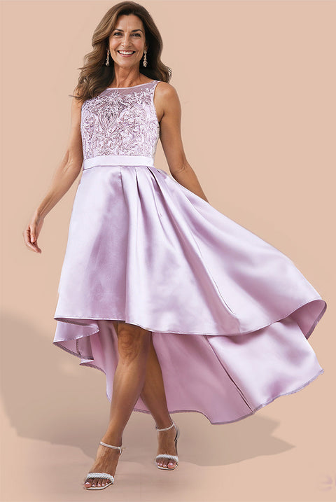 Sequin & Satin Dipped Hem Midi Dress - Blush Pink by Goddiva