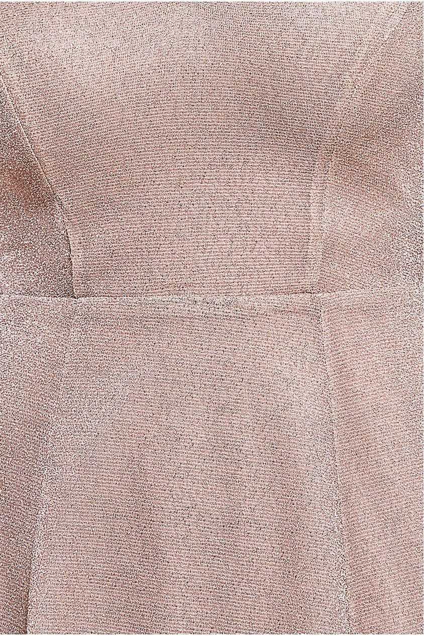 Off The Shoulder Lurex High Low Dress - Nude DR3642